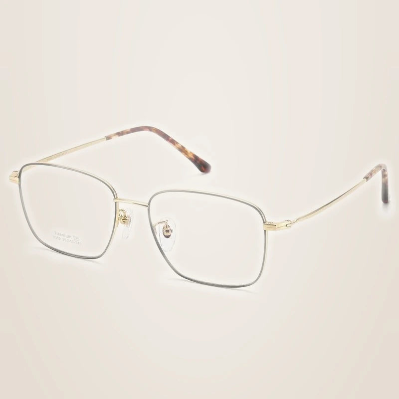 Chashma Unisex Full Rim Square Titanium Eyeglasses 38382 - Black Gold