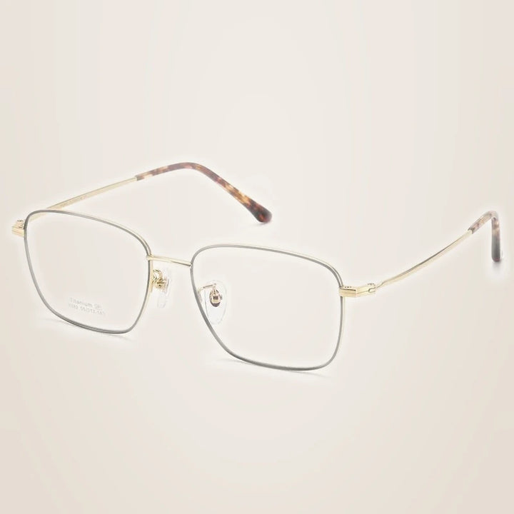 Chashma Unisex Full Rim Square Titanium Eyeglasses 38382 - Black Gold