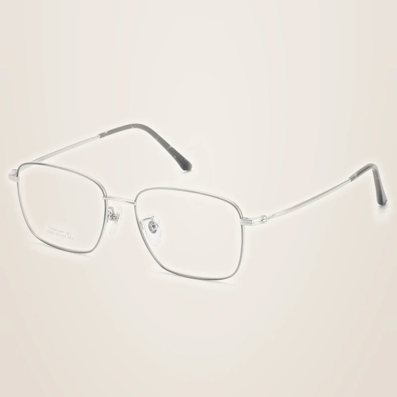 Chashma Unisex Full Rim Square Titanium Eyeglasses 38382 - Black Silver