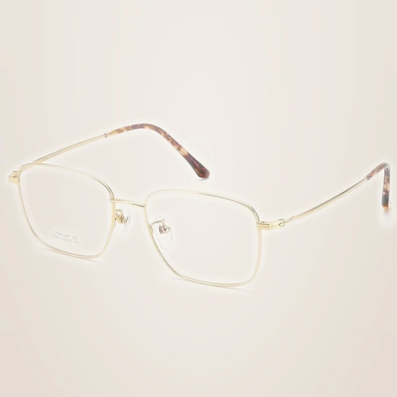 Chashma Unisex Full Rim Square Titanium Eyeglasses 38382 - Gold