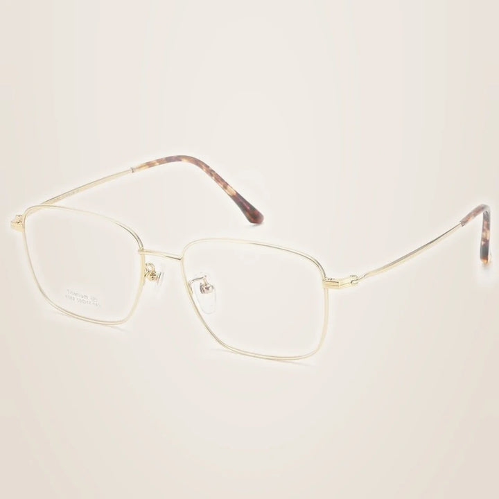 Chashma Unisex Full Rim Square Titanium Eyeglasses 38382 - Gold