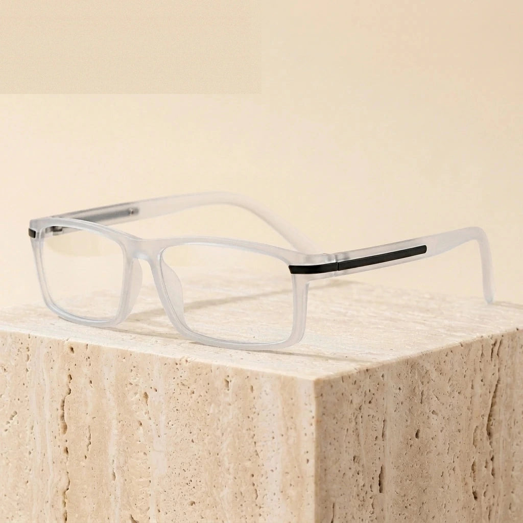 Chashma Unisex Full Rim Square Titanium TR90 Reading Glasses 1356 - +100 / Clear