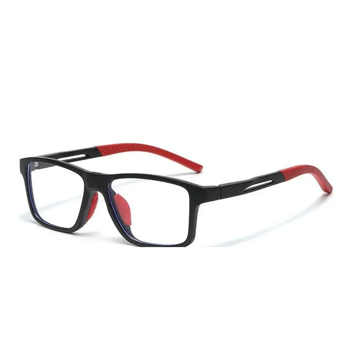 Chashma Unisex Full Rim Square Tr 90 Titanium Eyeglasses Clip On Sunglasses 888565 - C1-Black-Red