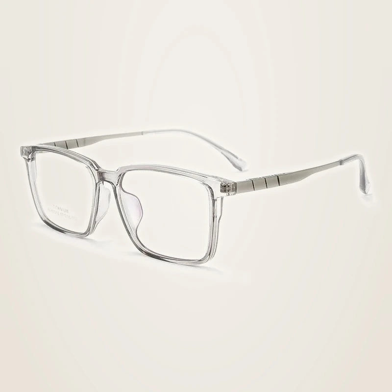 Chashma Unisex Full Rim Square Tr 90 Titanium Eyeglasses 61012 - Transparent Gray