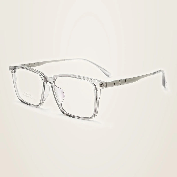 Chashma Unisex Full Rim Square Tr 90 Titanium Eyeglasses 61012 - Transparent Gray