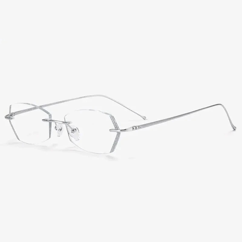 Chashma Unisex Rimless Diamond Cut Titanium Frame Custom Lens Eyeglasses 3306 - Shape A