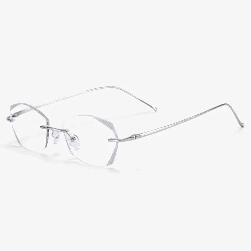 Chashma Unisex Rimless Diamond Cut Titanium Frame Custom Lens Eyeglasses 3306 - Shape B