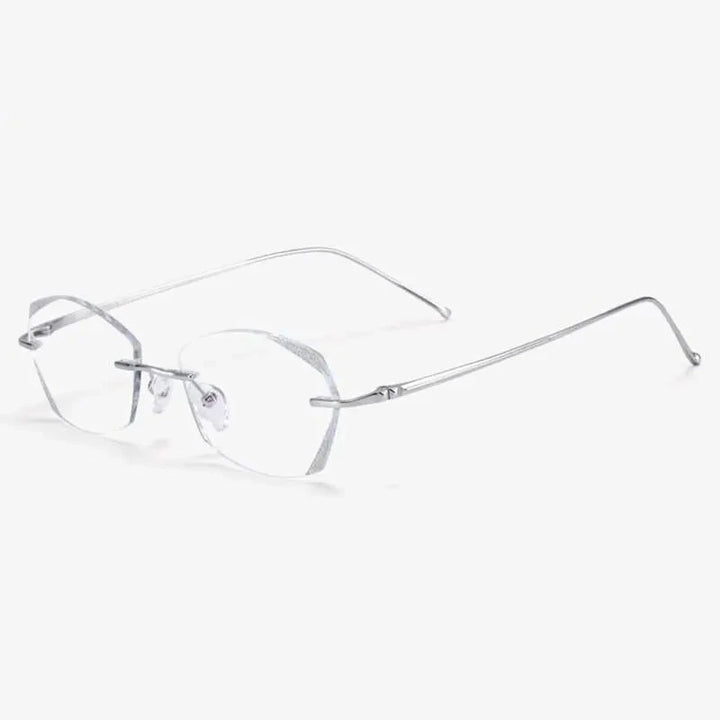 Chashma Unisex Rimless Diamond Cut Titanium Frame Custom Lens Eyeglasses 3306 - Shape B