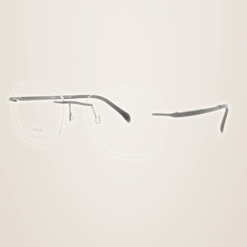 Chashma Unisex Rimless Flat top Polygon Square Titanium Eyeglasses 969013 - Black