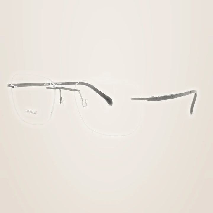 Chashma Unisex Rimless Flat top Polygon Square Titanium Eyeglasses 969013 - Black