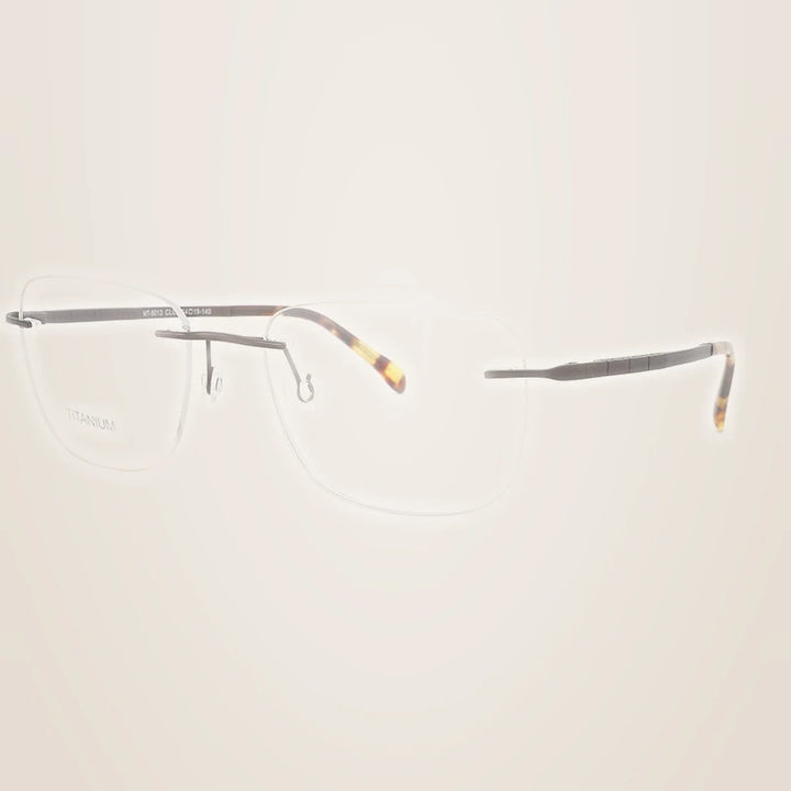 Chashma Unisex Rimless Flat top Polygon Square Titanium Eyeglasses 969013 - Brown