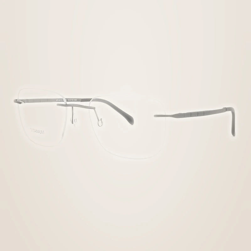 Chashma Unisex Rimless Flat top Polygon Square Titanium Eyeglasses 969013 - Gray