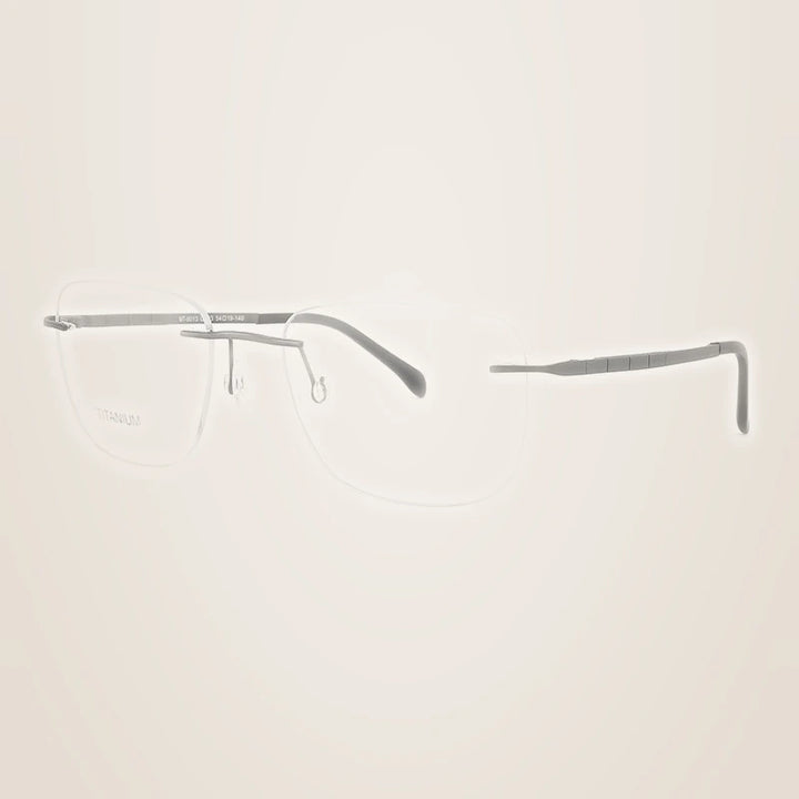 Chashma Unisex Rimless Flat top Polygon Square Titanium Eyeglasses 969013 - Gray
