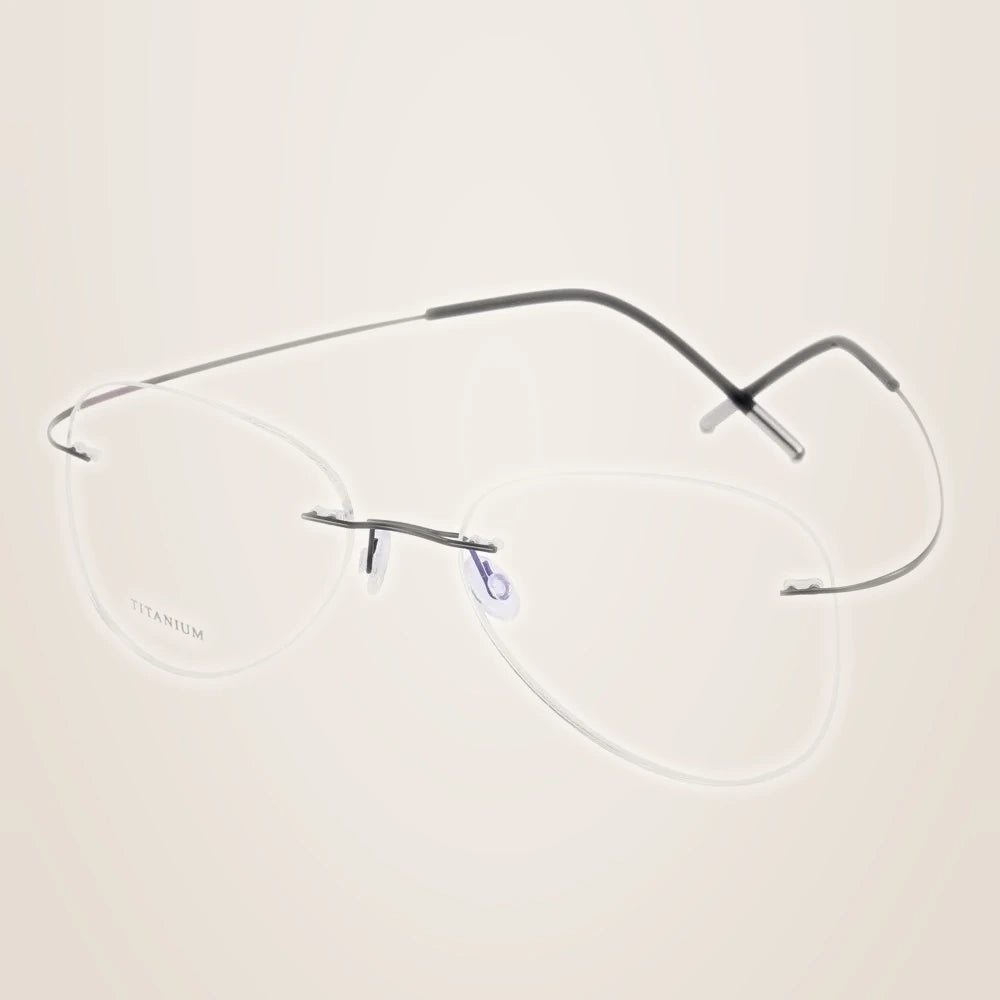 Chashma Unisex Rimless Oval Round Titanium Eyeglasses 200024 - Black