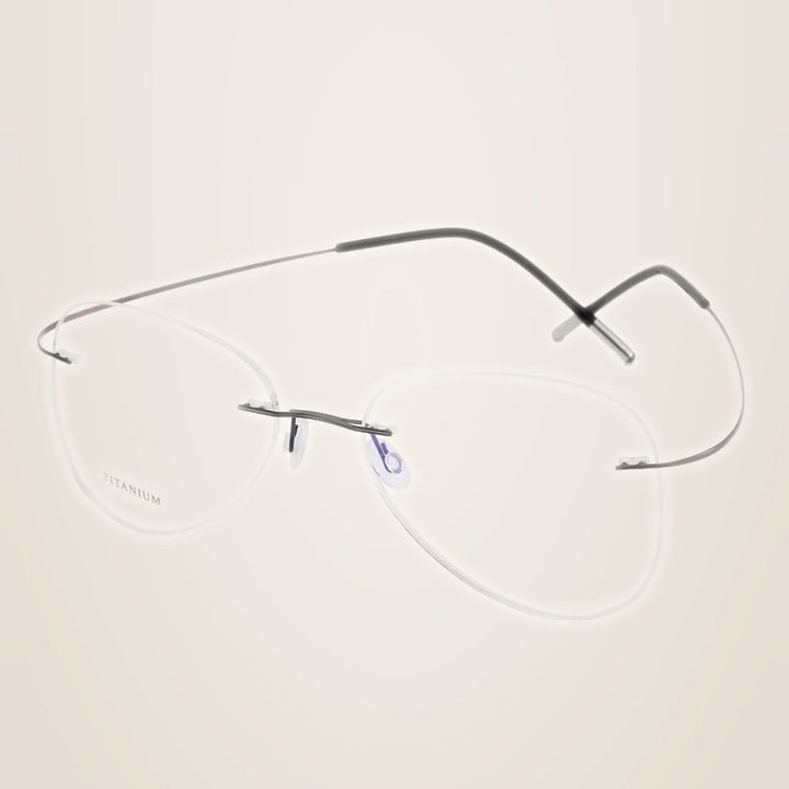 Chashma Unisex Rimless Oval Round Titanium Eyeglasses 200024 - Black