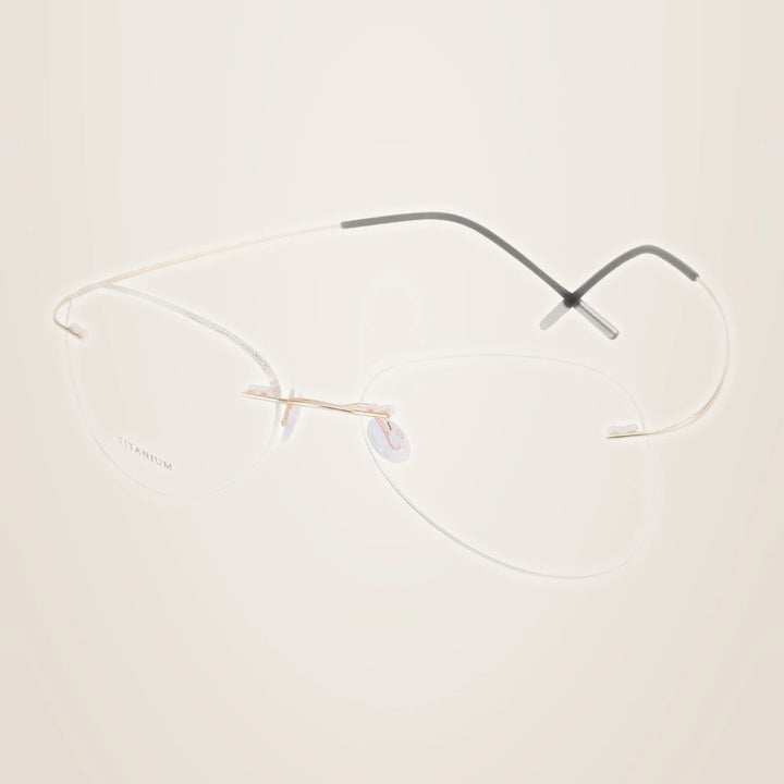 Chashma Unisex Rimless Oval Round Titanium Eyeglasses 200024 - Gold