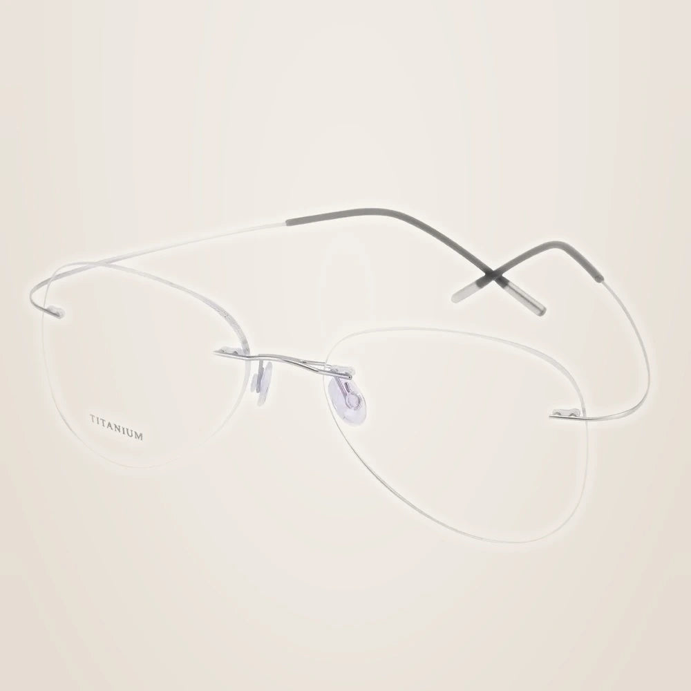 Chashma Unisex Rimless Oval Round Titanium Eyeglasses 200024 - Gray