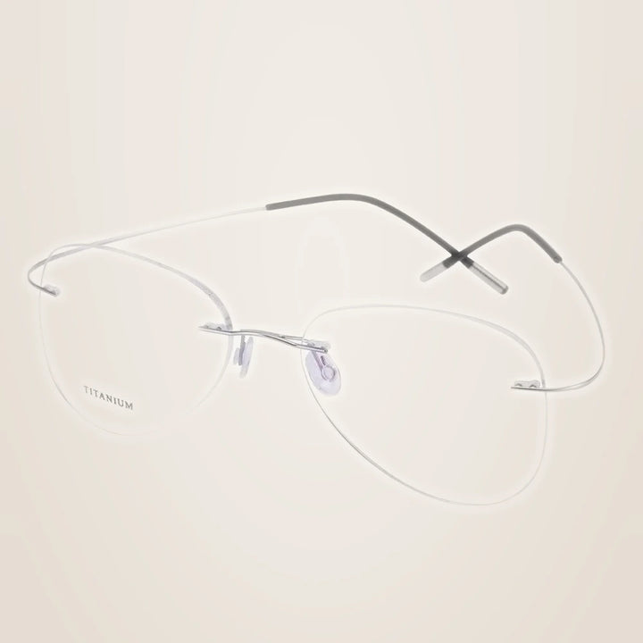 Chashma Unisex Rimless Oval Round Titanium Eyeglasses 200024 - Gray