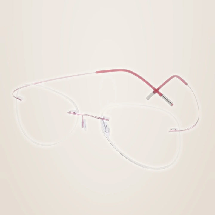 Chashma Unisex Rimless Oval Round Titanium Eyeglasses 200024 - Pink