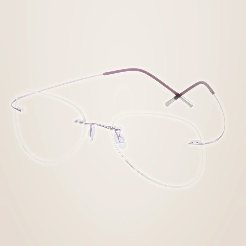 Chashma Unisex Rimless Oval Round Titanium Eyeglasses 200024 - Purple