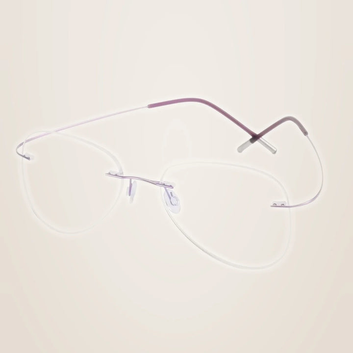 Chashma Unisex Rimless Oval Round Titanium Eyeglasses 200024 - Purple