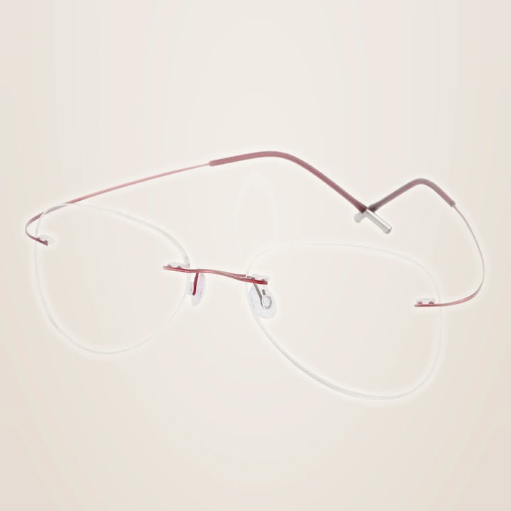 Chashma Unisex Rimless Oval Round Titanium Eyeglasses 200024 - Red