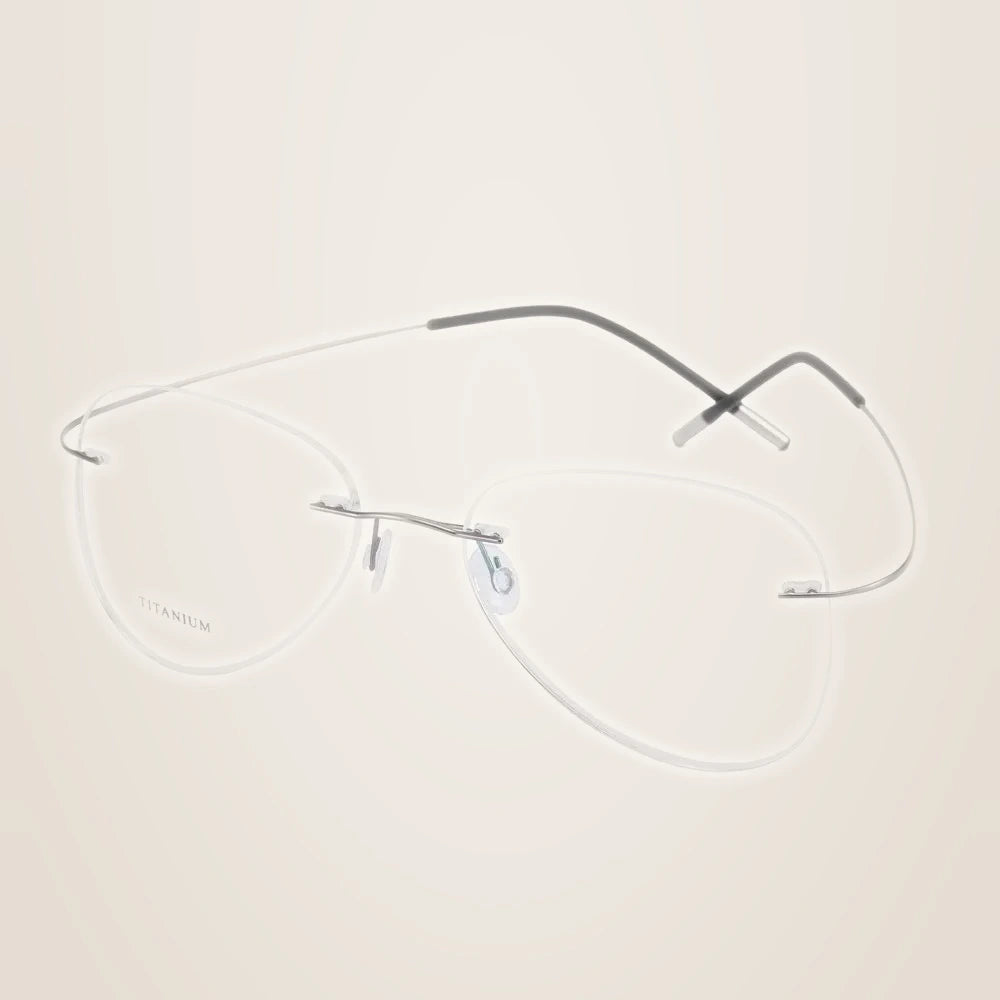Chashma Unisex Rimless Oval Round Titanium Eyeglasses 200024 - Silver