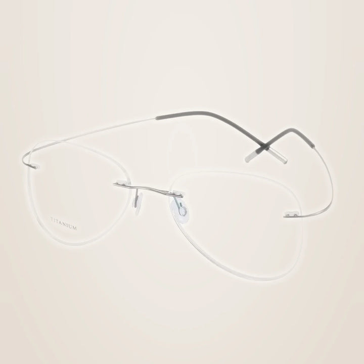 Chashma Unisex Rimless Oval Round Titanium Eyeglasses 200024 - Silver