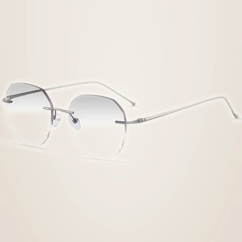 Chashma Unisex Rimless Oval Titanium Eyeglasses 3306-7090 - Gray