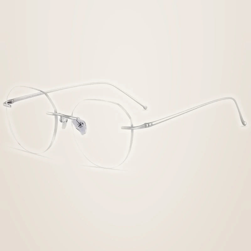 Chashma Unisex Rimless Oval Titanium Eyeglasses 3306-7090 - Silver