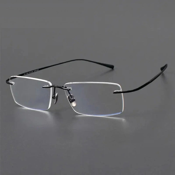 Chashma Unisex Rimless Polygon Square Titanium Eyeglasses 961818 - Black