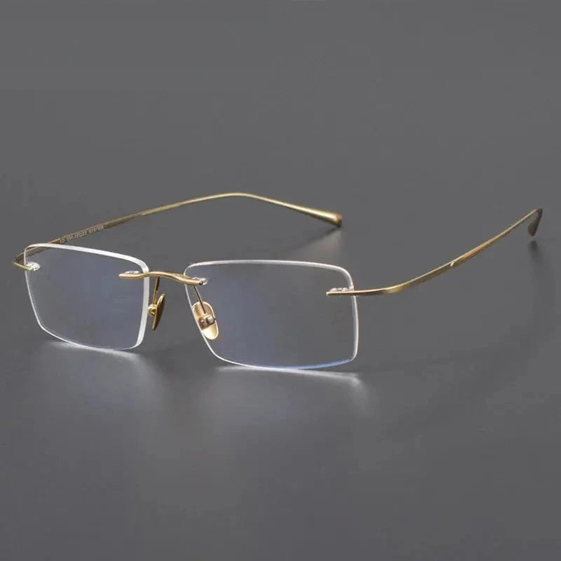 Chashma Unisex Rimless Polygon Square Titanium Eyeglasses 961818 - Gold