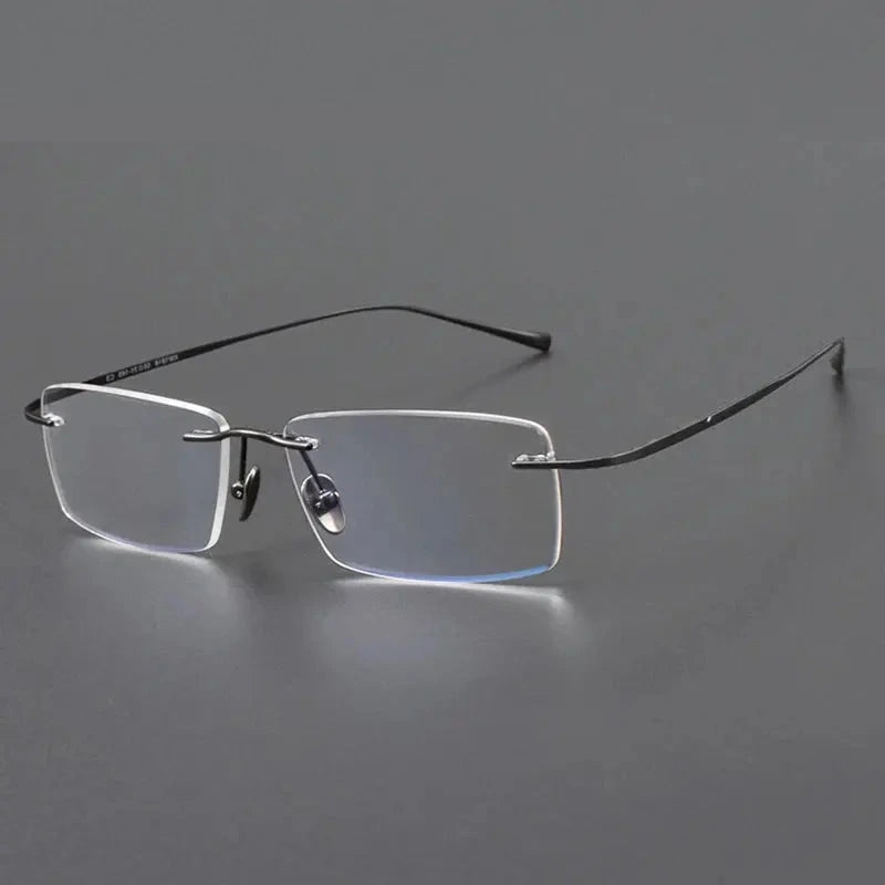 Chashma Unisex Rimless Polygon Square Titanium Eyeglasses 961818 - Gun Gray