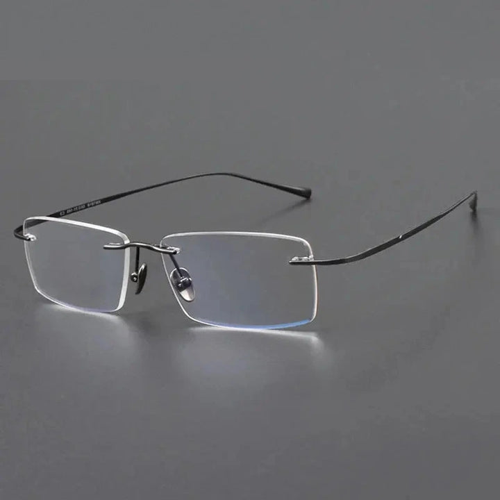 Chashma Unisex Rimless Polygon Square Titanium Eyeglasses 961818 - Gun Gray