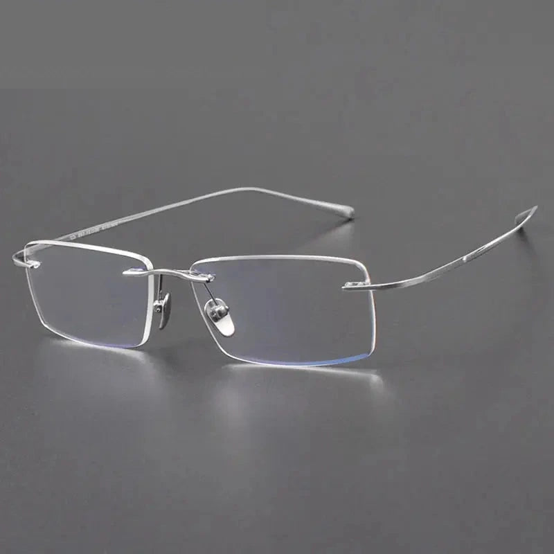 Chashma Unisex Rimless Polygon Square Titanium Eyeglasses 961818 - Silver