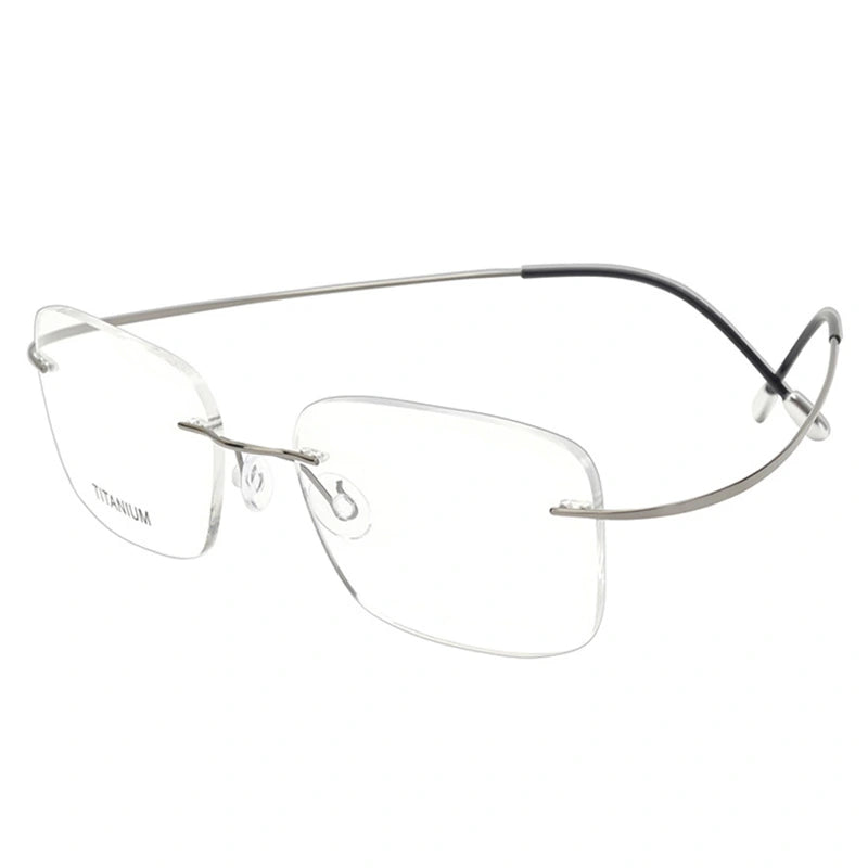 Chashma Unisex Rimless Polygon Square Titanium Eyeglasses 816016 - Silver