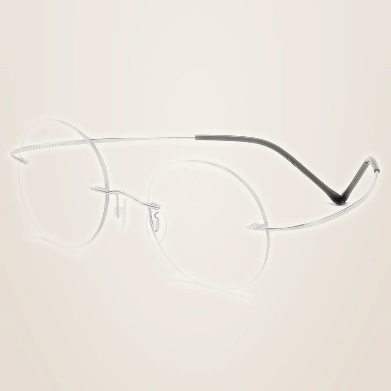 Chashma Unisex Rimless Round 2g Titanium Eyeglasses 6074 Customizable Lens Shape - Default Title