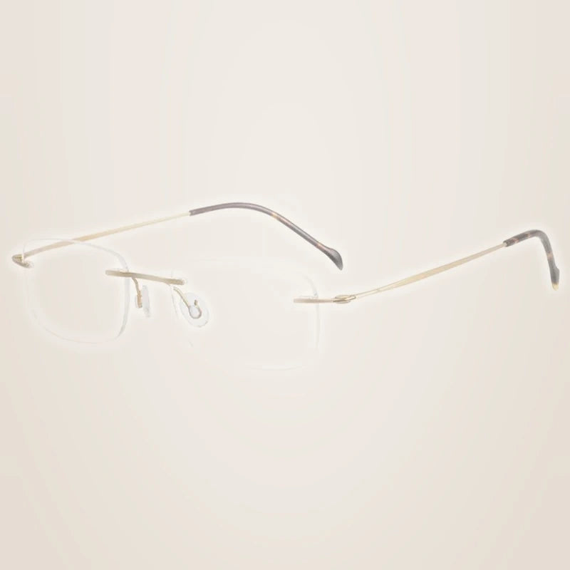 Chashma Unisex Rimless Square Screwless Titanium Eyeglasses 16006 - Gold
