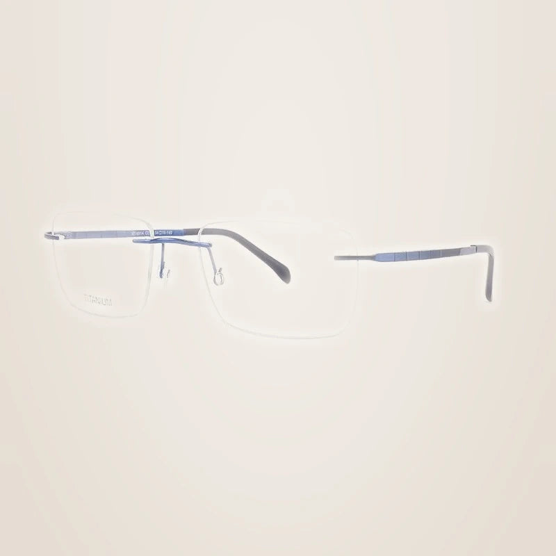 Chashma Unisex Rimless Square Titanium Customizable Lens Eyeglasses 90144 - Blue