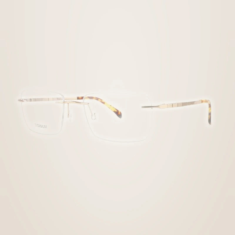 Chashma Unisex Rimless Square Titanium Customizable Lens Eyeglasses 90144 - Gold