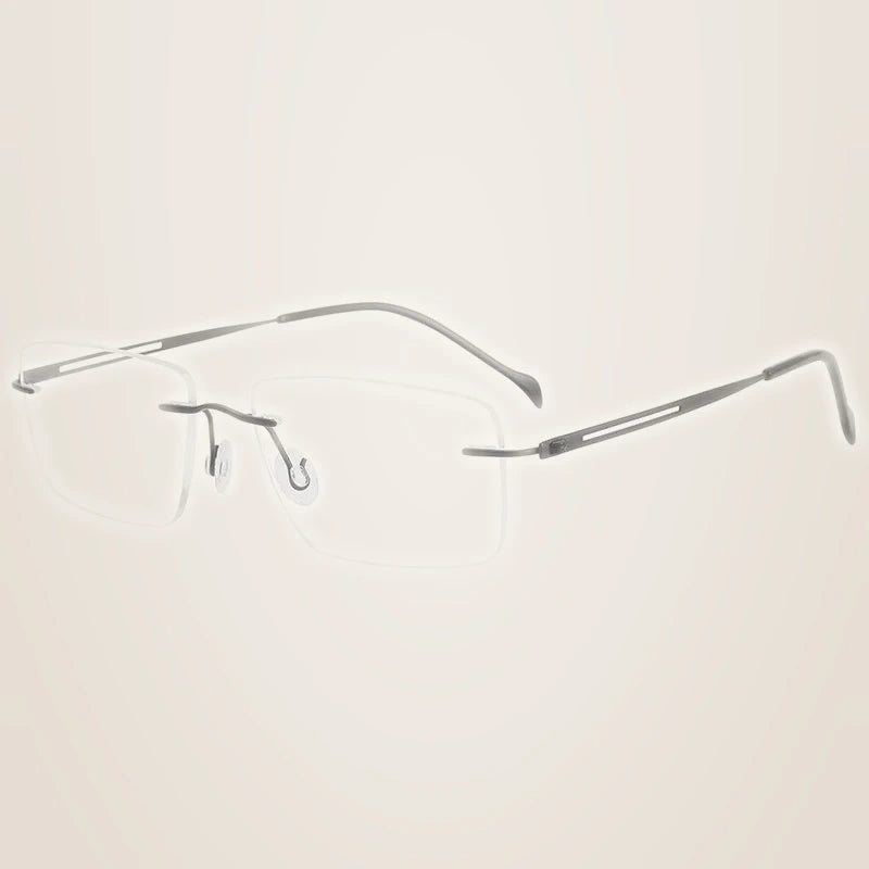 Chashma Unisex Rimless Square Titanium Eyeglasses 875019 - Black