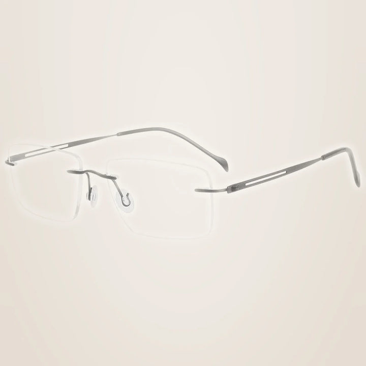 Chashma Unisex Rimless Square Titanium Eyeglasses 875019 - Black