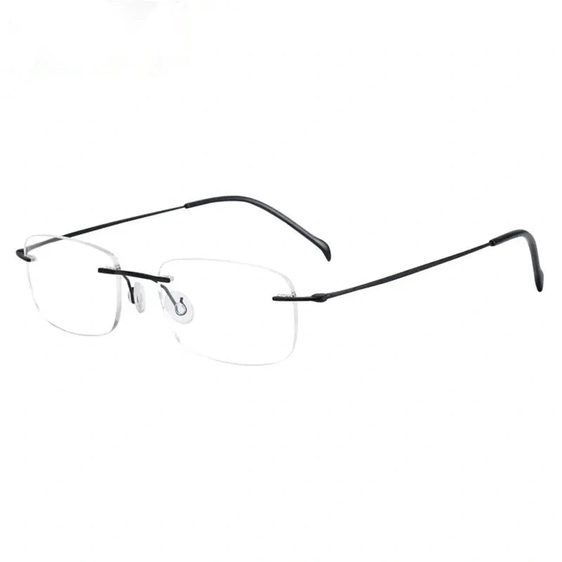 Chashma Unisex Rimless Square Titanium Eyeglasses 816006 - Black