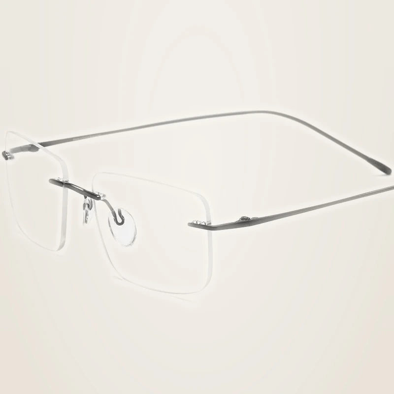 Chashma Unisex Rimless Square Titanium Eyeglasses 185870 - Black