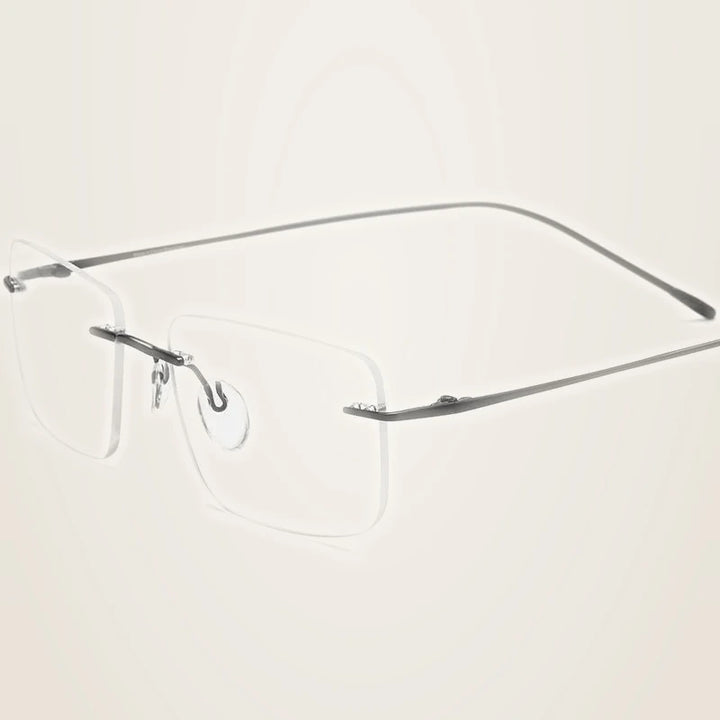 Chashma Unisex Rimless Square Titanium Eyeglasses 185870 - Black