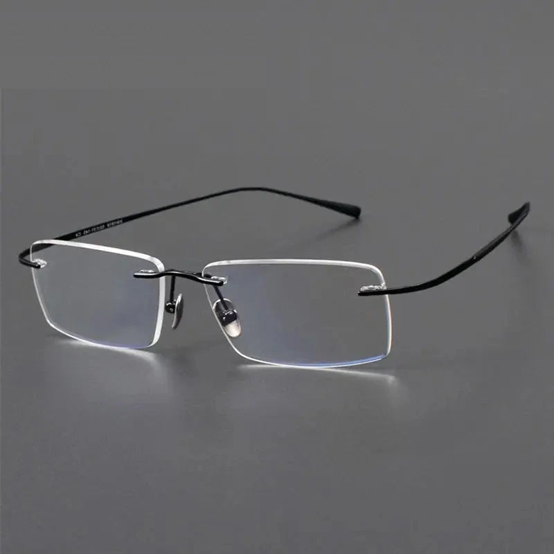 Chashma Unisex Rimless Square Titanium Eyeglasses 881818 - Black