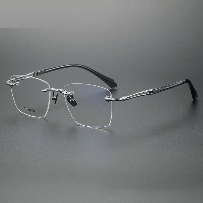 Chashma Unisex Rimless Square Titanium Eyeglasses 880958 - C2-Silver
