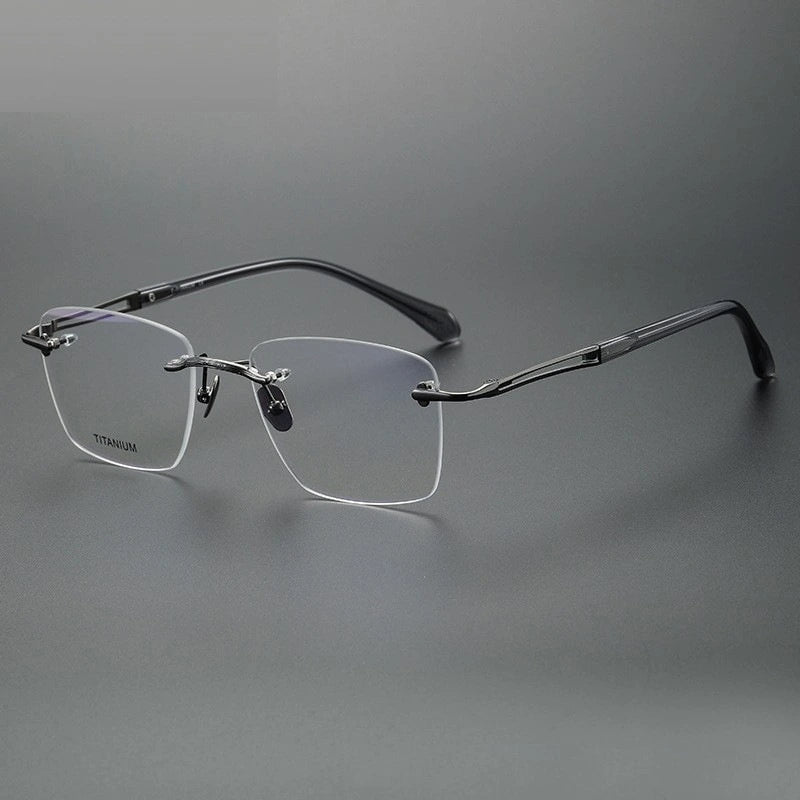 Chashma Unisex Rimless Square Titanium Eyeglasses 880958 - C3-Gray