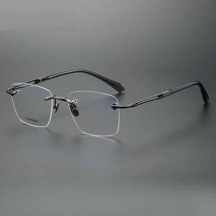 Chashma Unisex Rimless Square Titanium Eyeglasses 880958 - C3-Gray