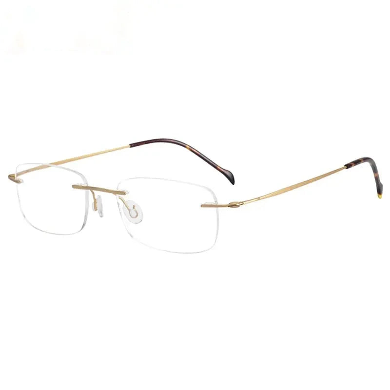Chashma Unisex Rimless Square Titanium Eyeglasses 816006 - Gold
